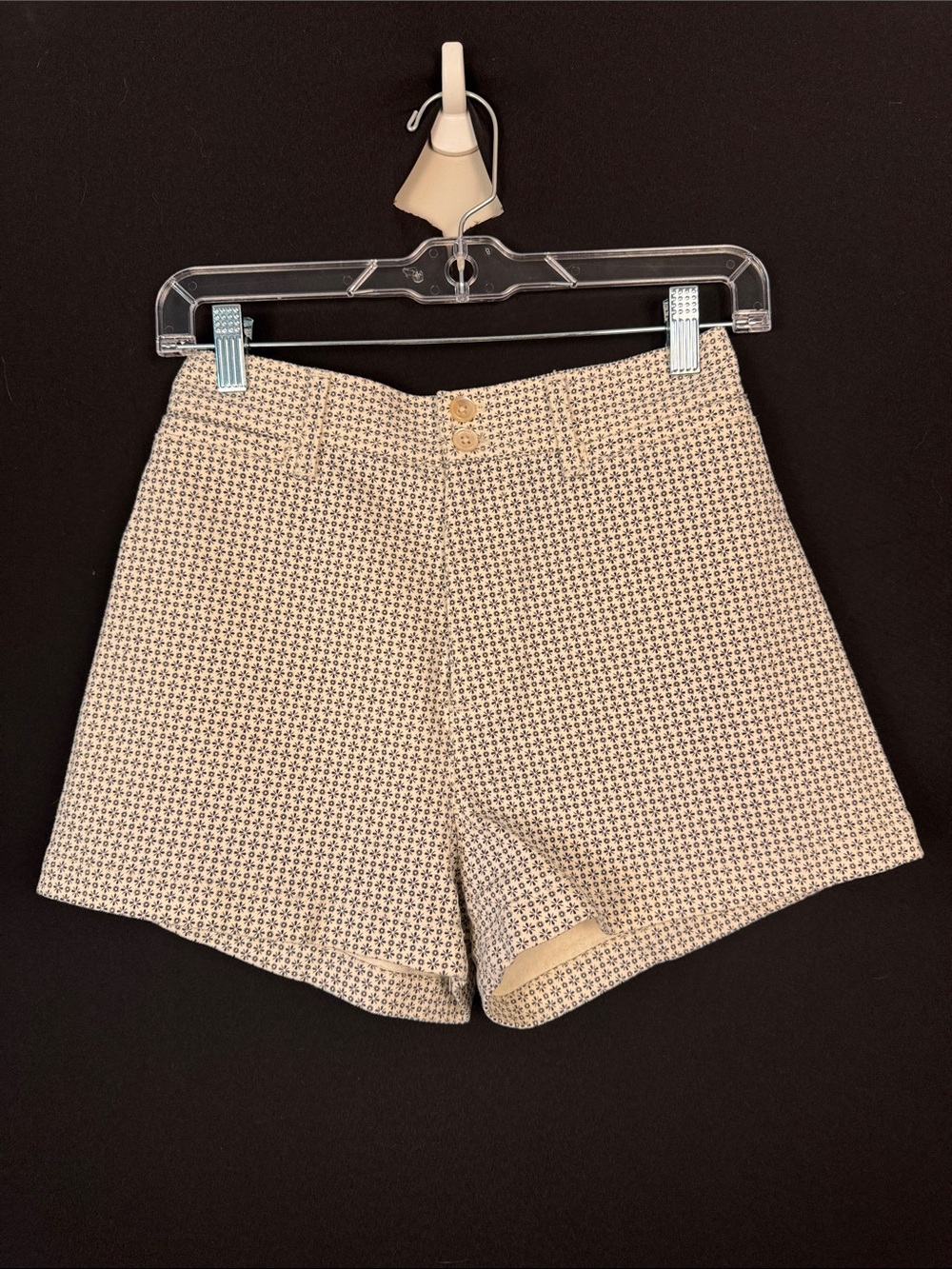 Rebecca Taylor Geometric Print Shorts Womens 00 Cream Black NWOT Tailored